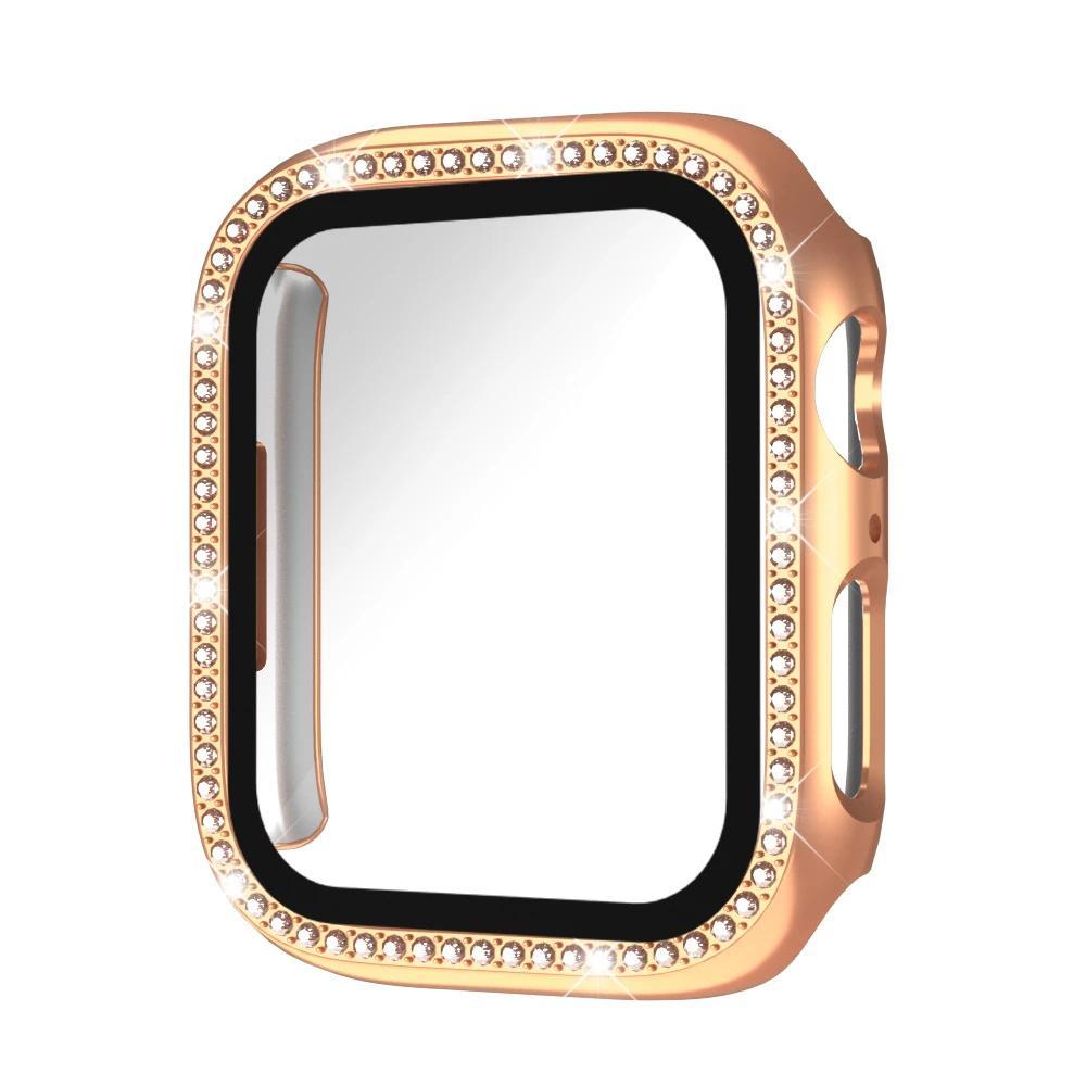 Diamond Case For Apple watch series 10 9 8 7 6 5 4 se 46mm 42mm 44mm-40-41-45mm Glass+Bling Bumper Screen Protector Accessories