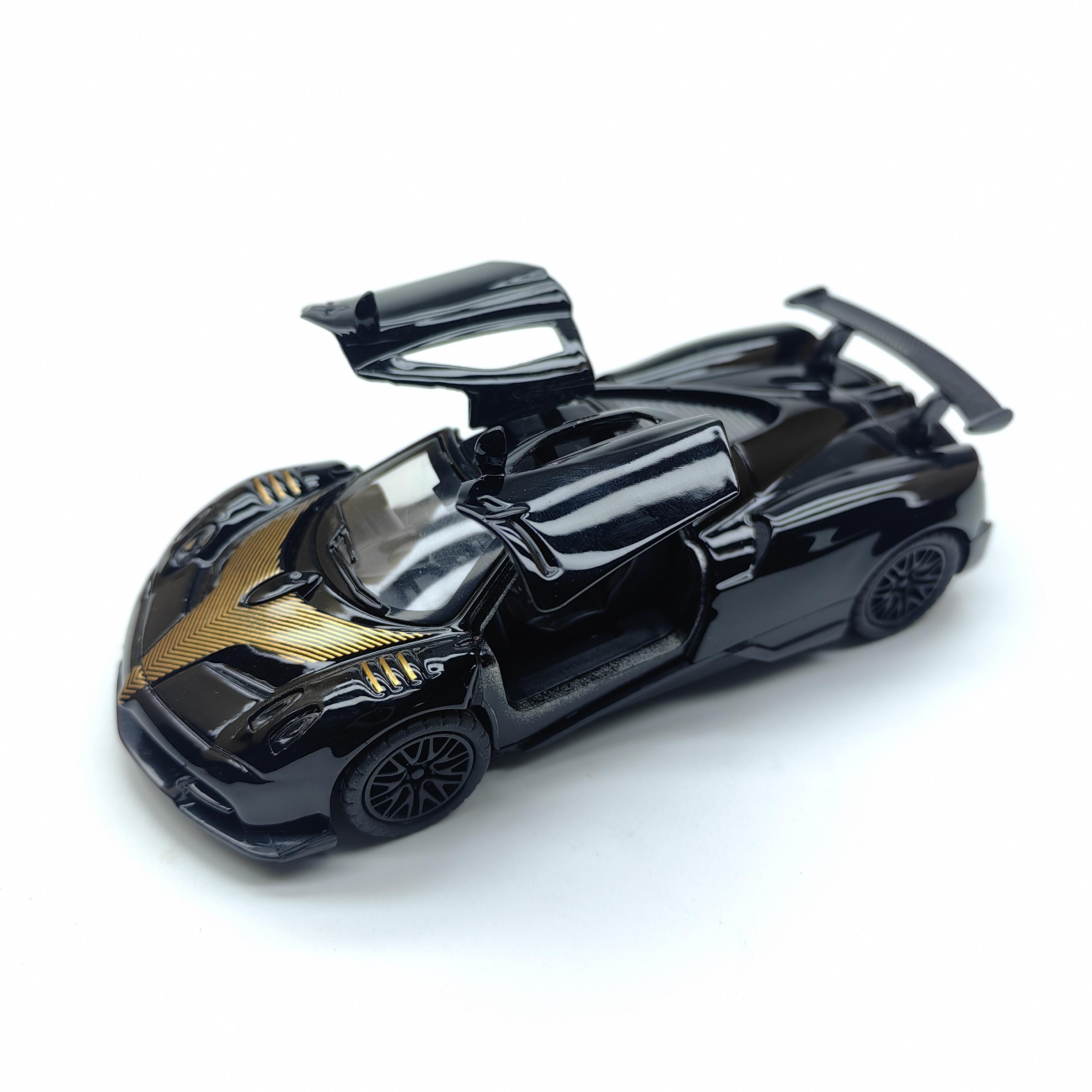 Realistic alloy sports car model, a children's toy car with pull-back function and openable doors, suitable for boys