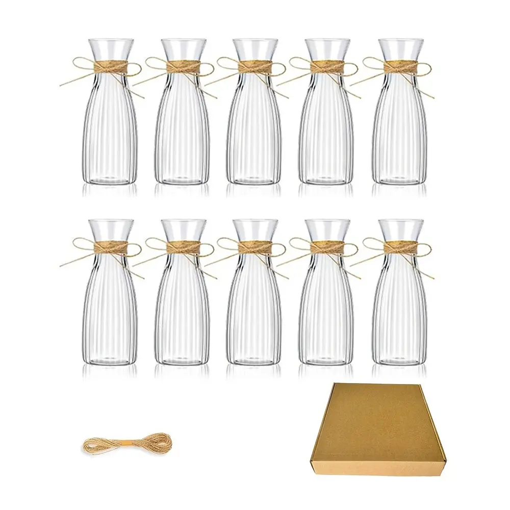 11-Piece Plastic Decorative Vase Set with Rope, 10 Vases and 1 Rope for Floral Decor, Ideal for Centerpieces, Wedding, Home Table Decor, Flower Arrangements
