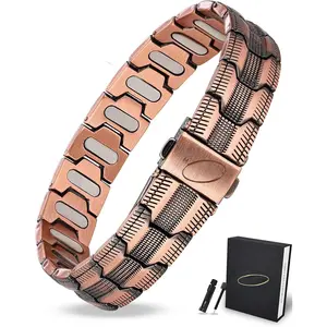 Men's 99.99% Pure Copper Bracelet - Ultra Strength, 5000 Gauss, Copper-15mm, Adjustable Size with Sizing Tool & Gift Box