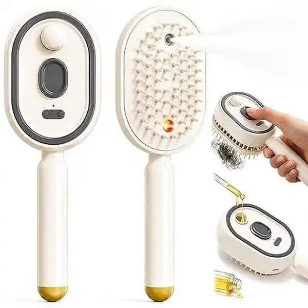 Electric Spray Air Cushion Massage Comb, 3-in-1 Multifunctional Hairbrush-Nano Fine Mist Spray with Self-Cleaning, Red Light Therapy, and Retractable Design, for Hair Care, Scalp Massage, Daily Styling, Anti-Tangle, Anti-Static