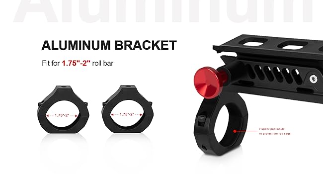 Quick Release UTV Fire Extinguisher Mount Kits, Adjustable Roll Bar Fire Extinguisher Holder Bracket Easy Install on 1.75"-2" Roll Cage, Compatible with Polaris RZR/Can Am X3/Jeep Wrangler