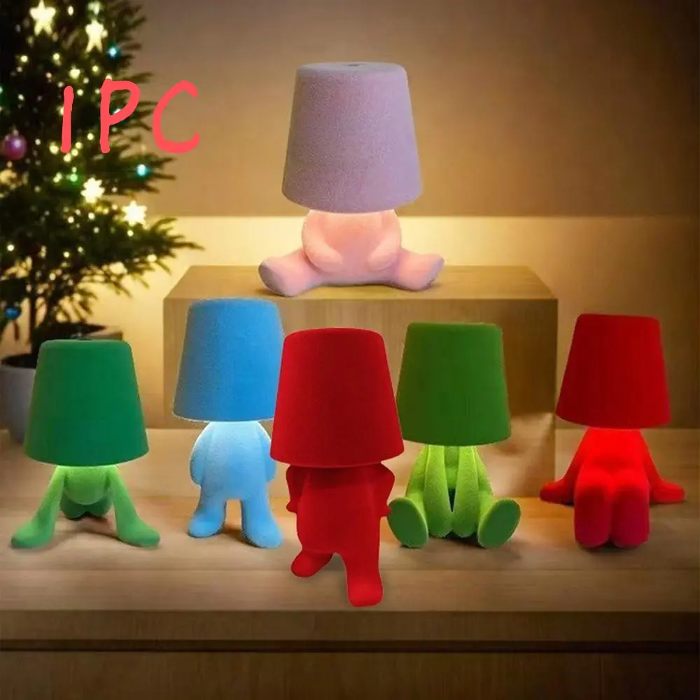 LED light bedroom decoration atmosphere light, thinker flocking table lamp charging night light ins style decorative atmosphere bedside lamp, Decorative Mood Lamp, Decorative Lights