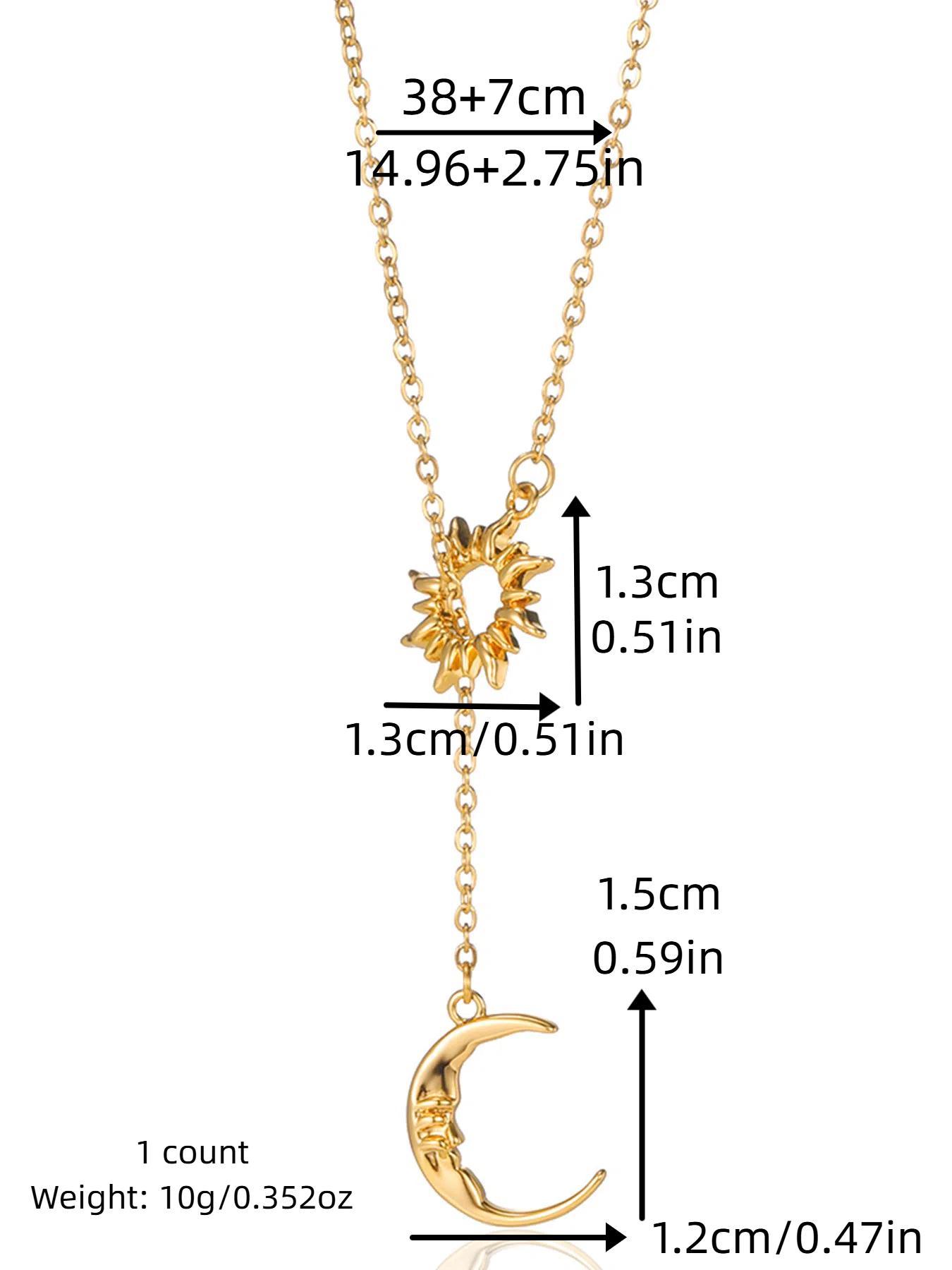 Sun & Moon Design Pendant Necklace for Women & Girls, Fashion Jewelry for Party, Daily Clothing Decor, Trendy All-match & Exquisite Jewelry for Birthday Gift, Minimalist Necklaces