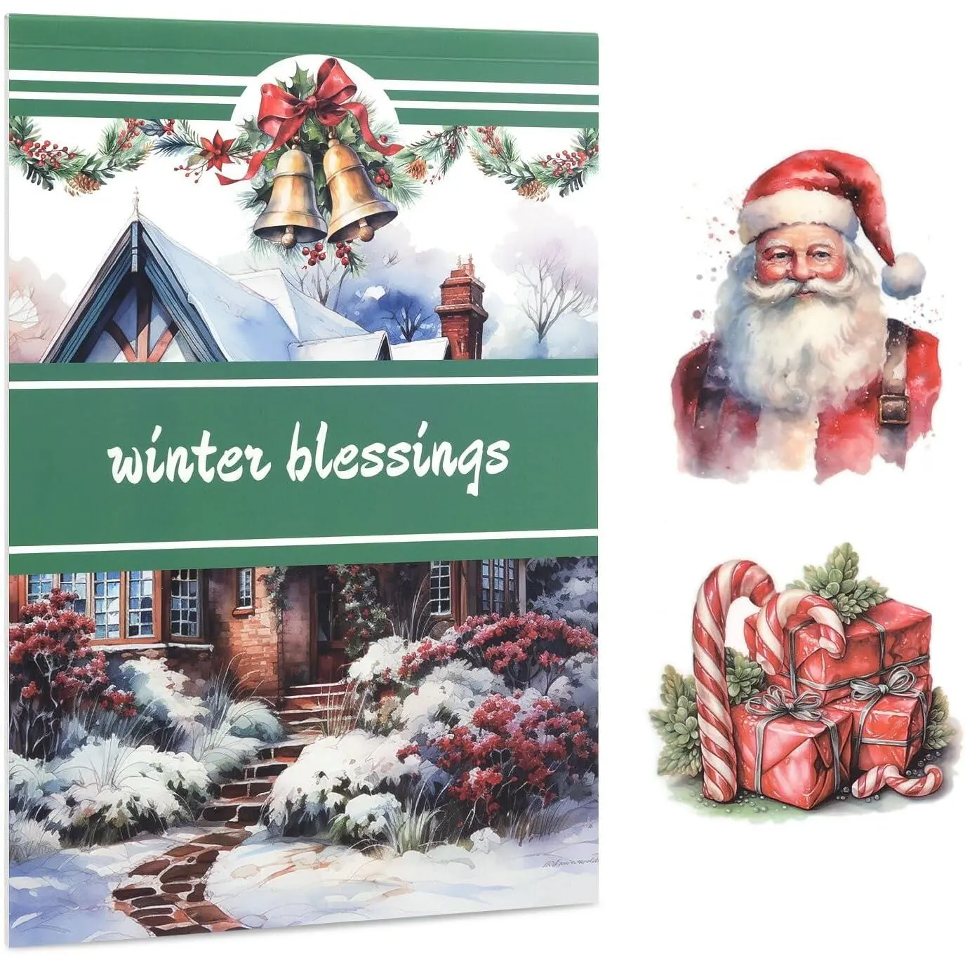Christmas Sticker Book, Winter Scrapbooking Stickers, Holiday Planner Sticker Set, 226 count  Cut  and Paper  Aesthetic  for Cards,  Tags, Journaling and Crafts