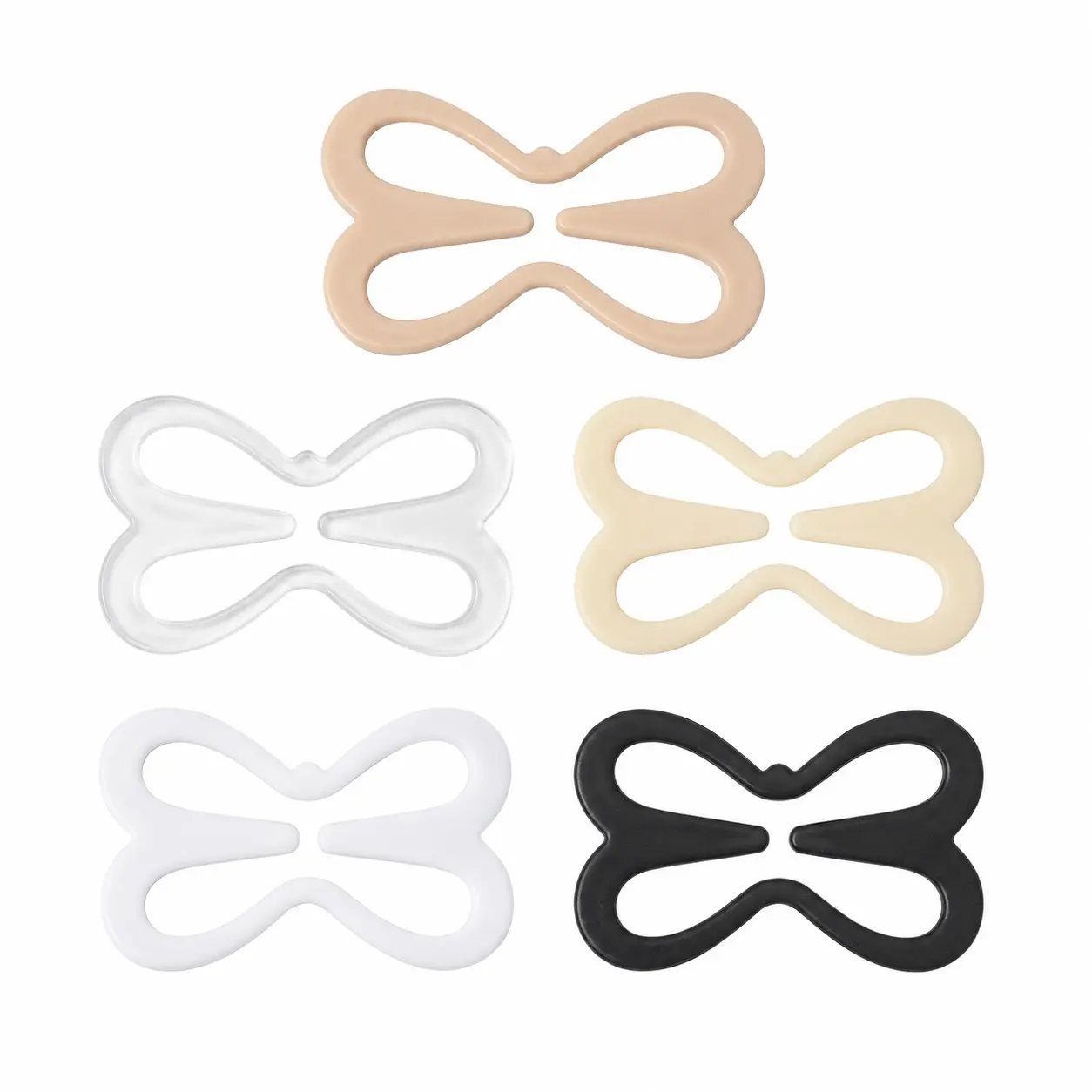 5-Color Dragonfly Style Bra Strap Clips, Anti-Slip Cross Back Hooks, Invisible Bra Support Accessories, Skin Tone, Transparent