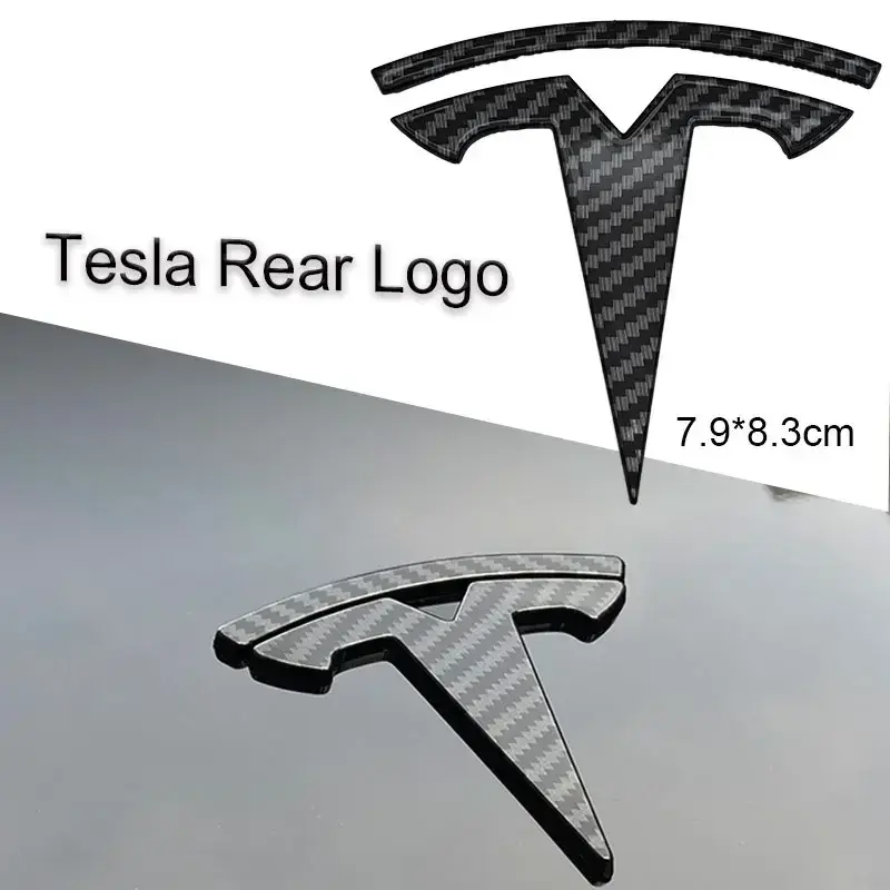 3D ABS Customizable Style Decorative Car Emblems for Tesla Model 3 & Y, Premium Long-Lasting Hood & Trunk Badge Replacements, Sleek Metallic Finish