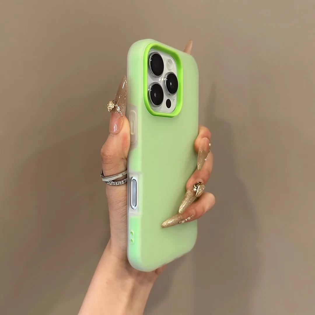 Matte Candy Color 2IN1 Soft Phone Case For iPhone 17 Air 16 15 14 13 12 11 Pro Max Plus 16E X XR XS Shockproof Protective Cover