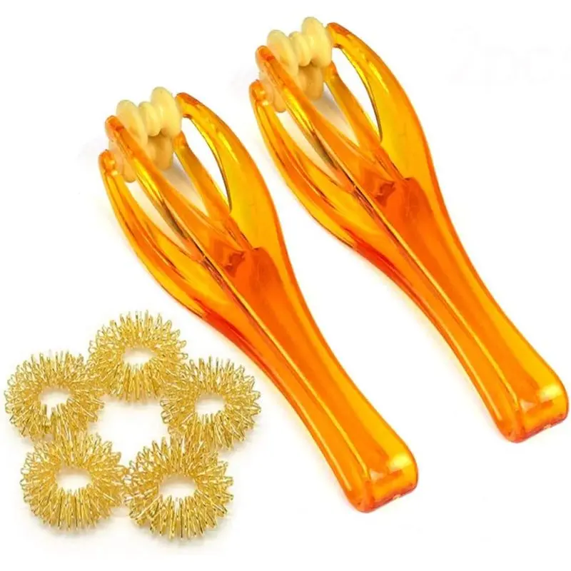 Outdoor sports 2 Finger Massager Roller & 5 Acupressure Rings - Arthritis Pain Relief & Trigger Finger Therapy Tool - Manual Hand Circulation Massagers for Carpal Tunnel, Rock Climbing Recovery & Gifts