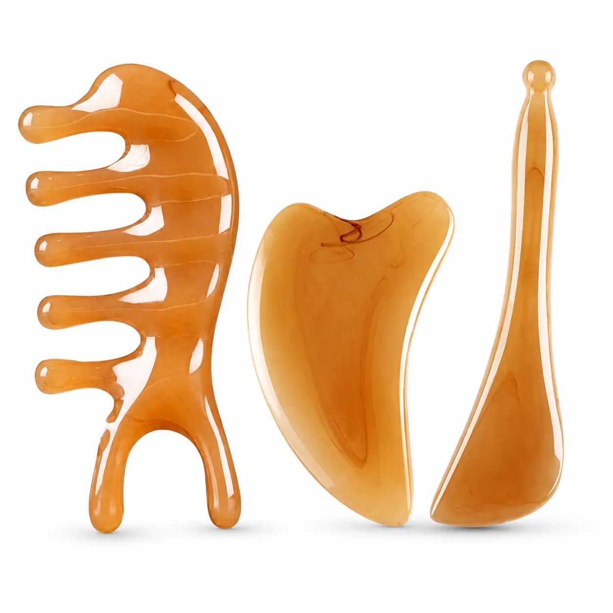 Gua Sha Massage Tool Set, 3Pcs Facial Scraping Board & Head Comb & Eye Massager Stick for Face Body Acupoint Massage