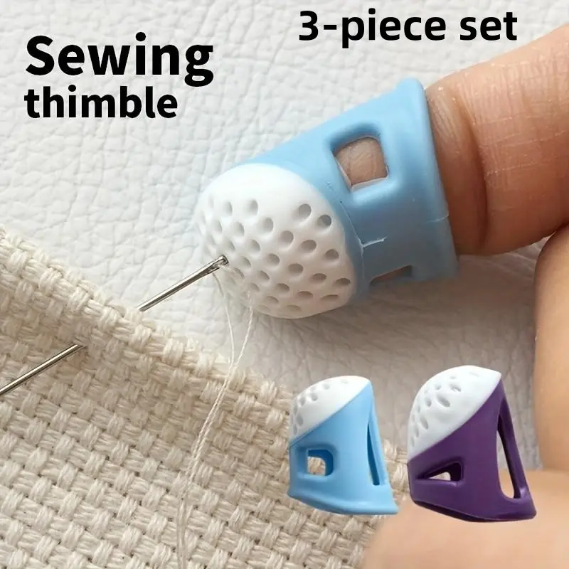 3-Piece Sewing Thimble Finger Protectors, Anti-Stabbing, Multiple Sizes, Ideal for Embroidery Thimbles, Cross Stitch Sewing Tools