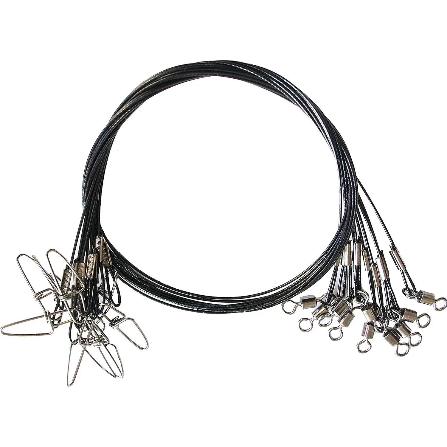 Outdoor activitiesFishing Leaders Line Steel Leaders Fishing Saltwater 125LB Fishing Leaders with Swivels and Snaps, 19.68in