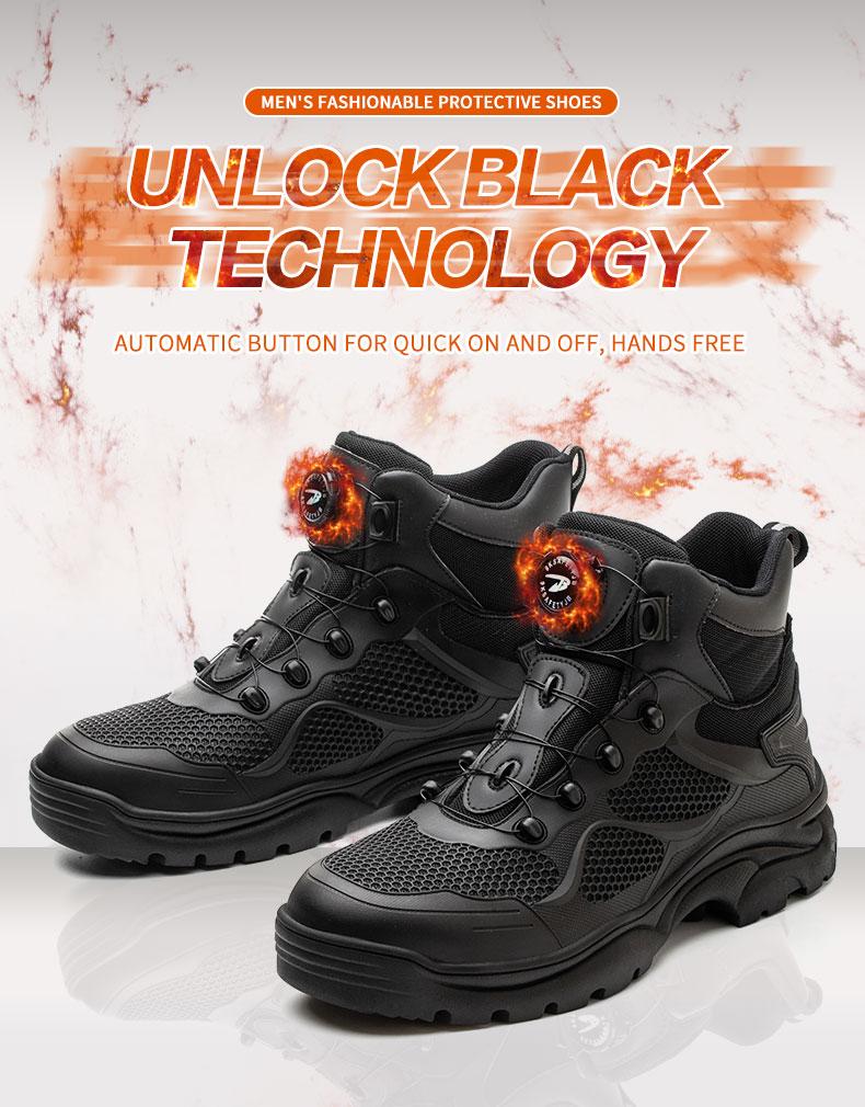 Men's Work Safety Shoes High Top Lace-up Safety Boots, Steel Toe Anti-smash and Anti-puncture Work Safety Boots Comfortable and Breathable Outdoor Sports Shoes Hiking Shoes Large Size Men's Work Shoes Industrial Outdoor Construction Product Model：9195
