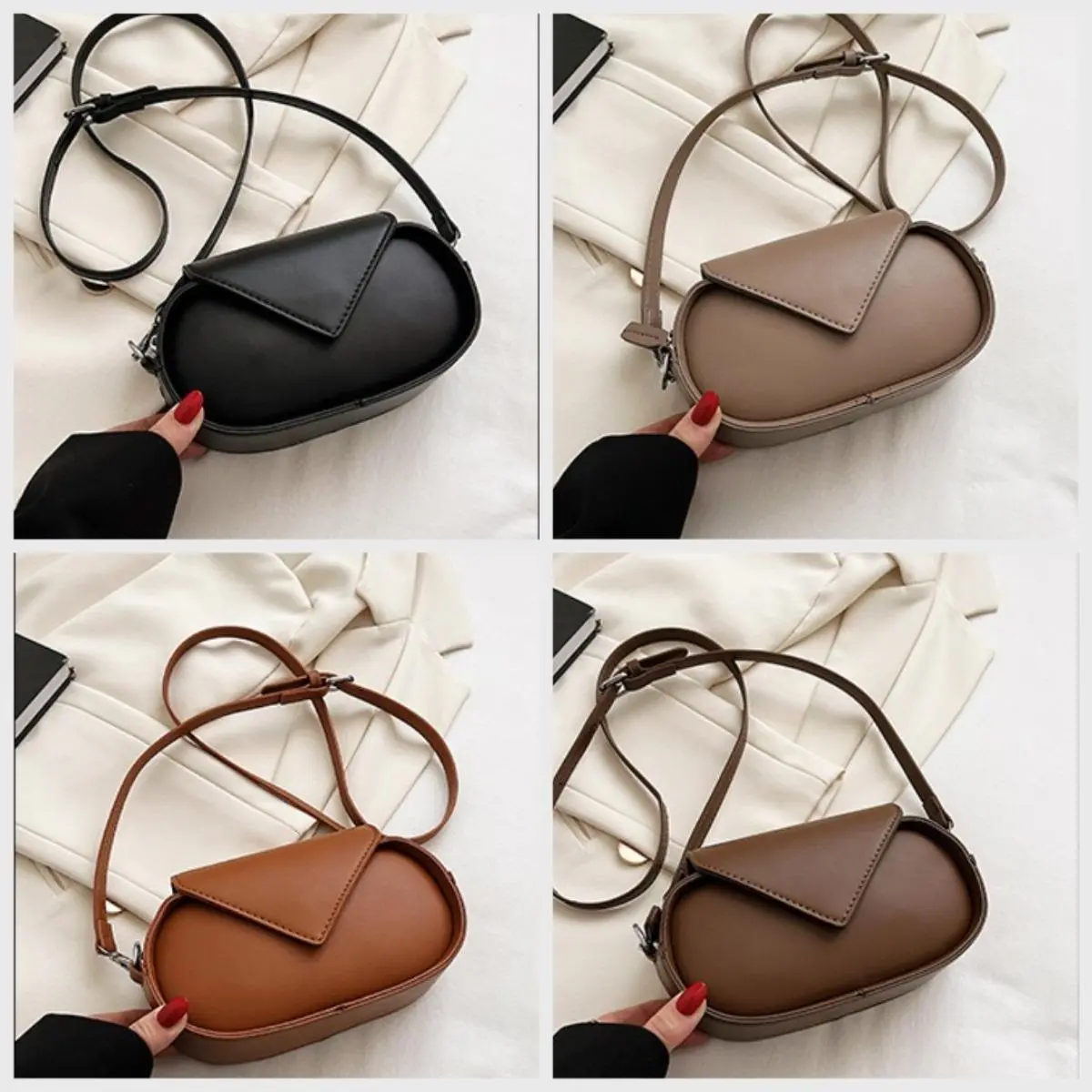 Women's Retro Athletic Leather Crossbody Bag - Spring Summer Trendy Structured Small Square, Preppy Modest Basic Cute Lightweight Casual, Versatile Vintage Messenger Bag with Shoulder Strap for Vacation, Daily Outfit, Casual Shoulder Bag