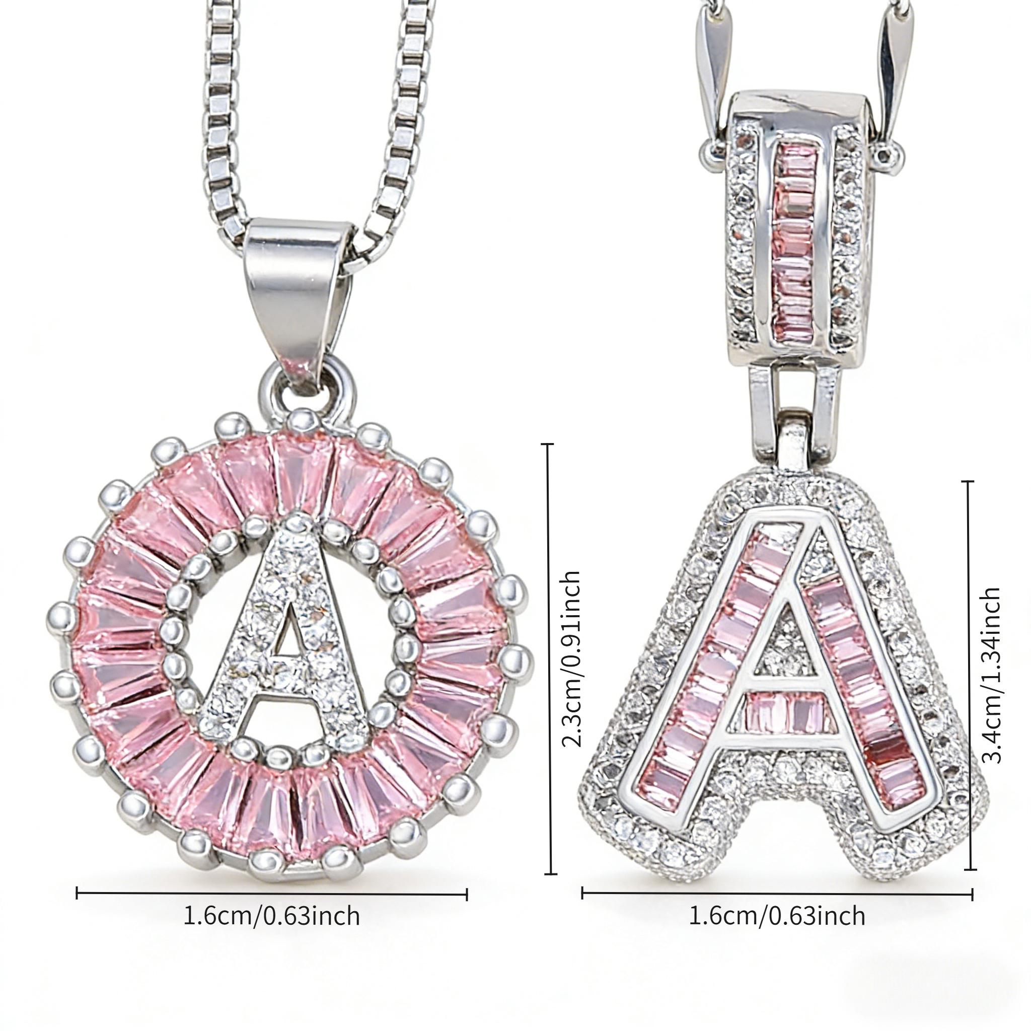 FAITHOPIA 2 Pack Initial Pendant Necklaces  Women, Pink Cubic Zirconia Alphabet Necklace Set, A-Z Letter Charm Jewelry, Dainty Layered Necklaces, Fashion Gift  Birthday, Party, Everyday Wear for