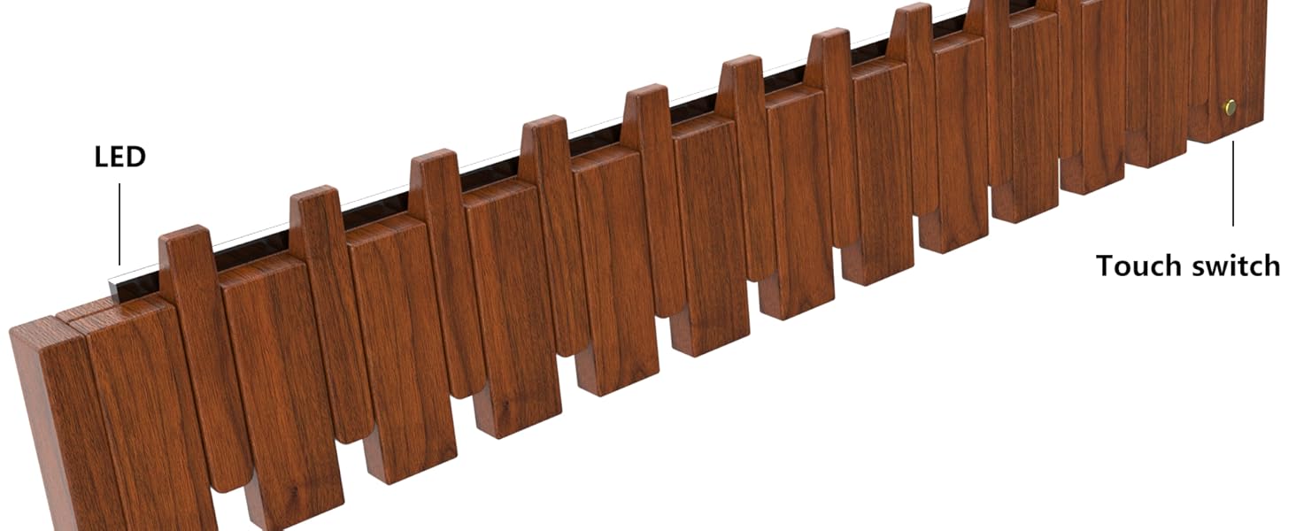 Tlongxia【Innovate Beech-8 Hooks Piano Key Hanger, with Tray Table, can Hold Small Ornaments, Photo Albums, Flower pots 4 Piano Hooks+3 Round Hooks+1 Tray Table