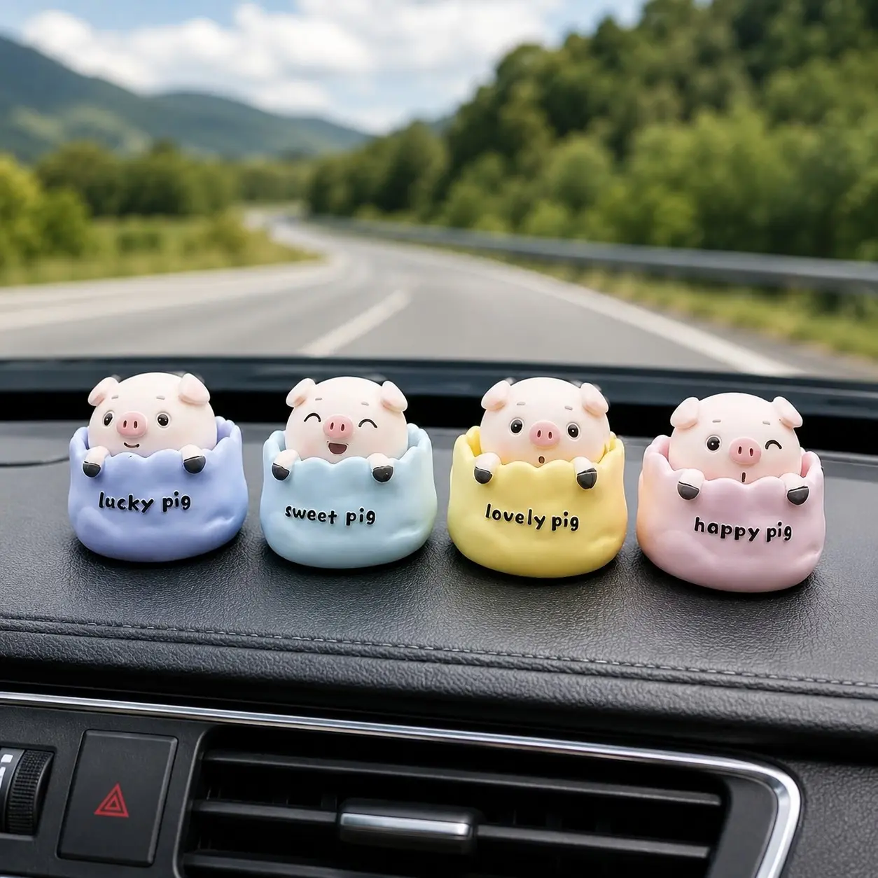 Adorable Bobblehead Nodding Piggy Car Dashboard Decor, Cute Aesthetic Auto Interior Ornament, Car Ornaments, Perfect Gift for Car Owners
