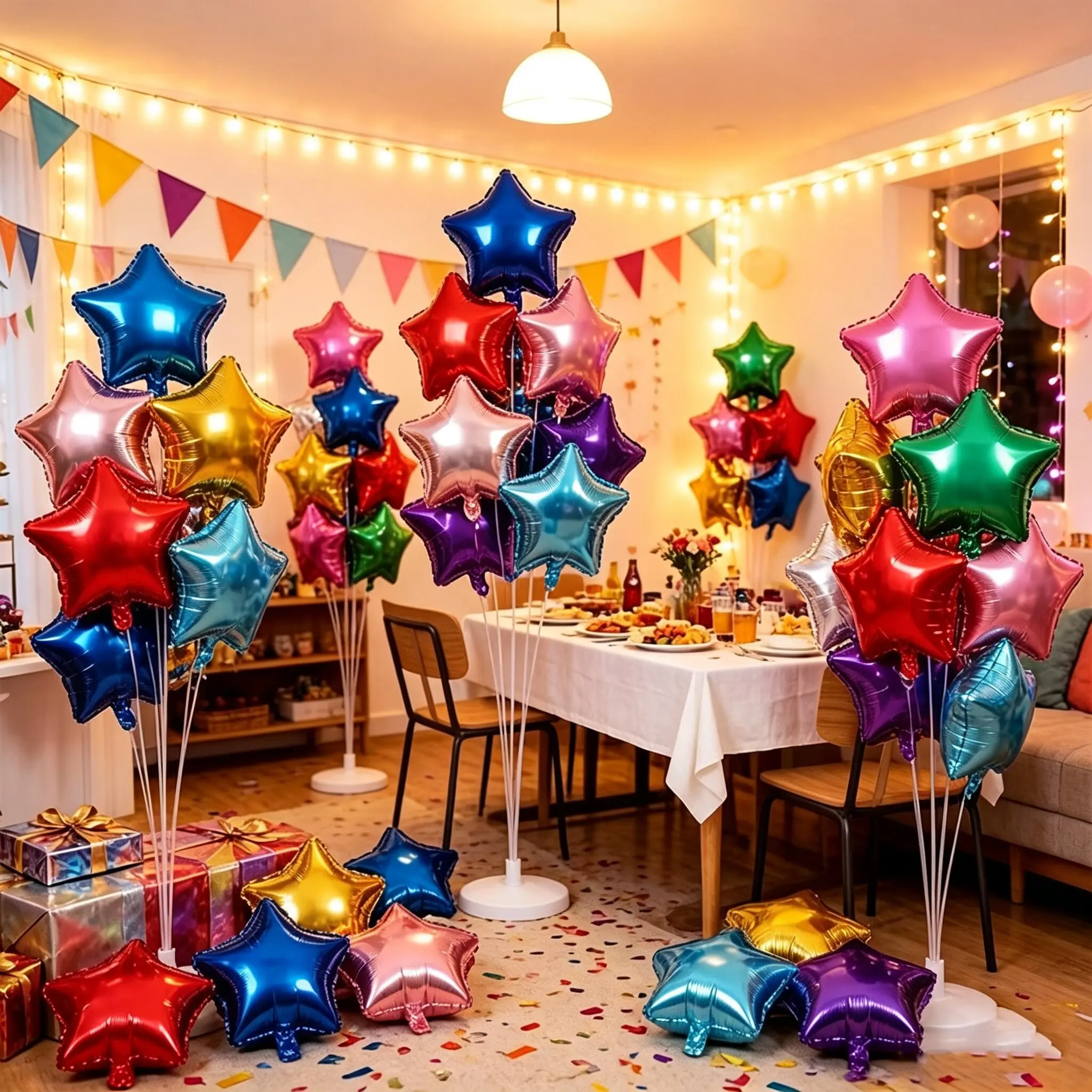 90Pcs Star Shape Foil Balloons, Vibrant Mixed Color Star Balloons, Party Backdrop Decor Supplies for Christmas, New Year, Wedding, Birthday & All Festival Celebration