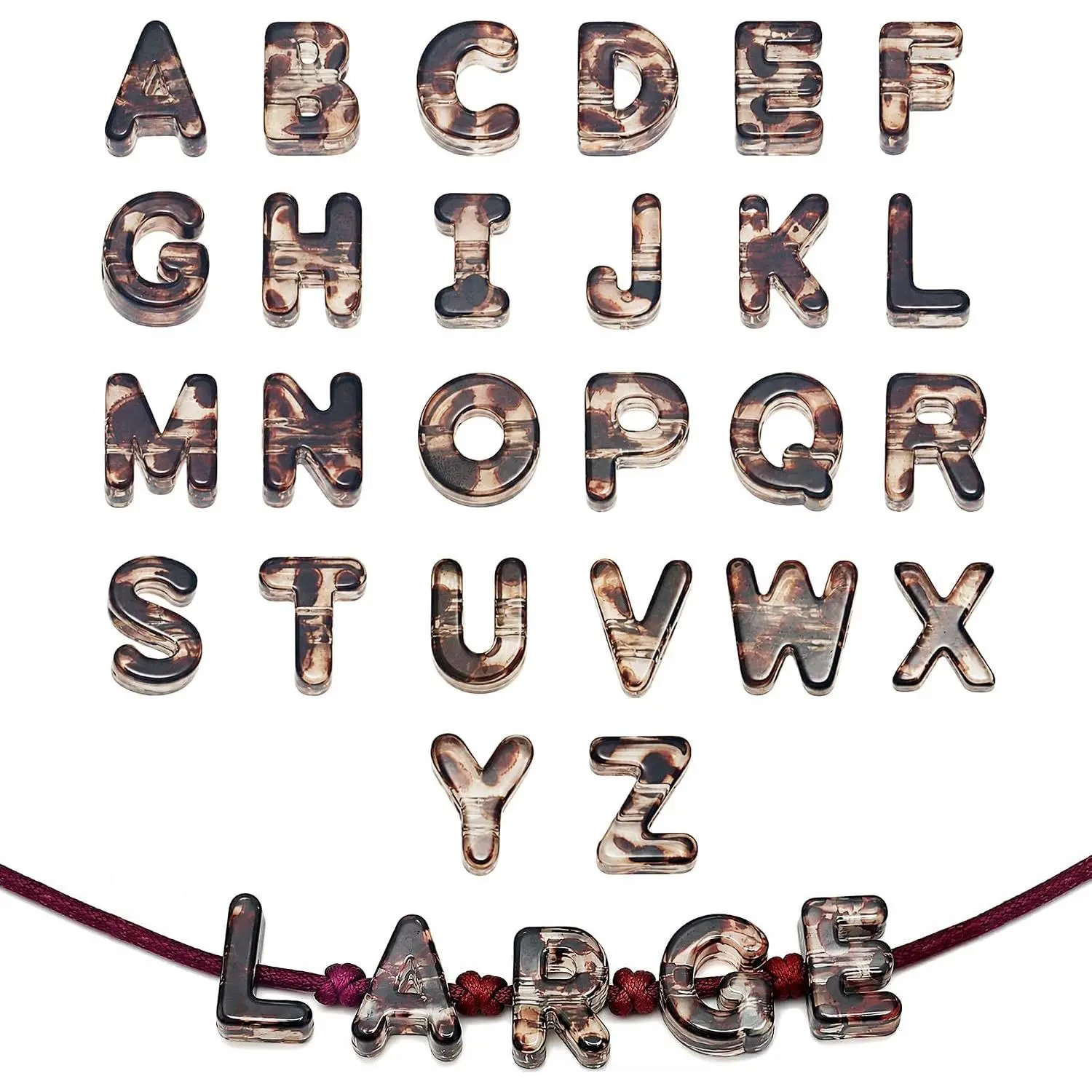 52 Pcs Large Letter Beads with Large Hole 2 of A to Z Mixed Colorful Chunky Big Alphabet Beads for DIY Crafts