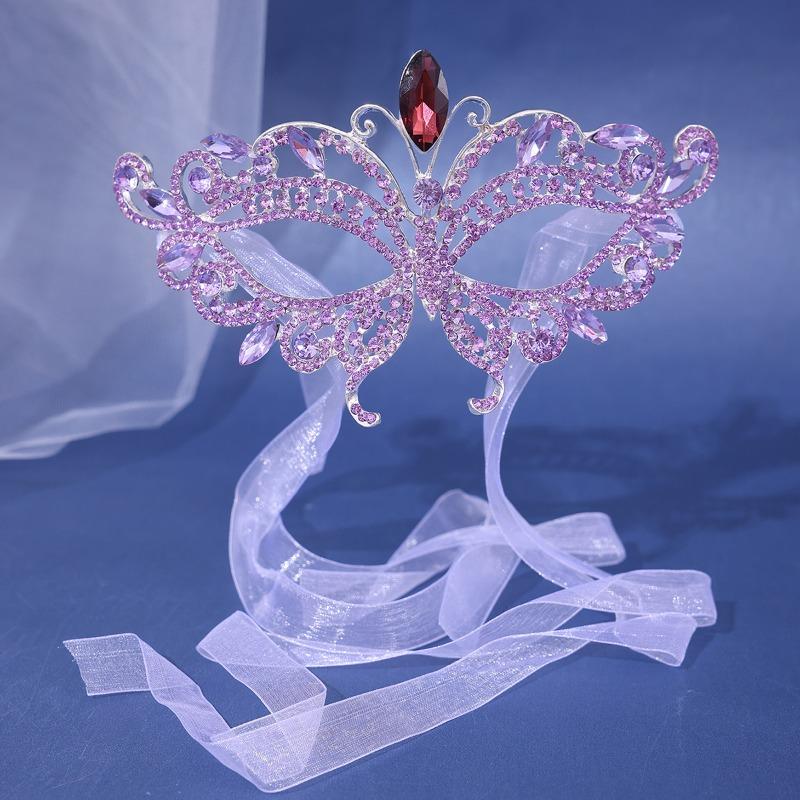 Rhinestone Tassel Masquerade  Headpiece, Luxury Face  for Wedding, Party & Stage Performance domino