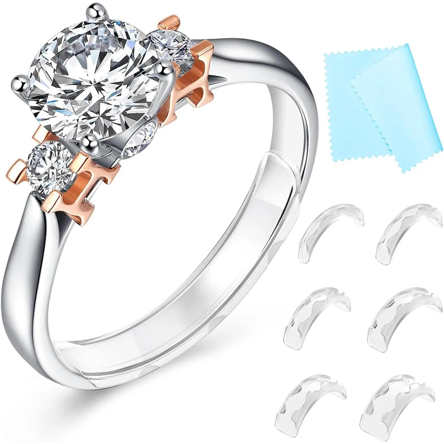 Ring Size Adjuster for Loose Rings - Clear Invisible Ring Guard, Spacer & Tightener | Sil. Resizer Extender