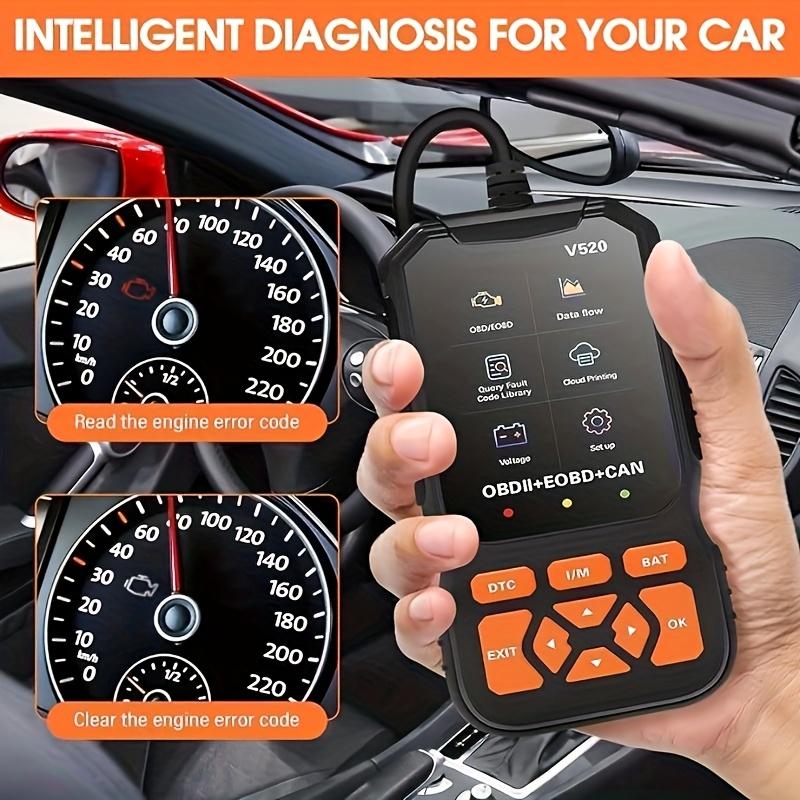 V520 Professional Car Scanner Fixed Obd2 Diagnostic Scan Tool, USB Powered Engine Fault Detector, Code Reader, Battery Tester, Supports 10 Languages