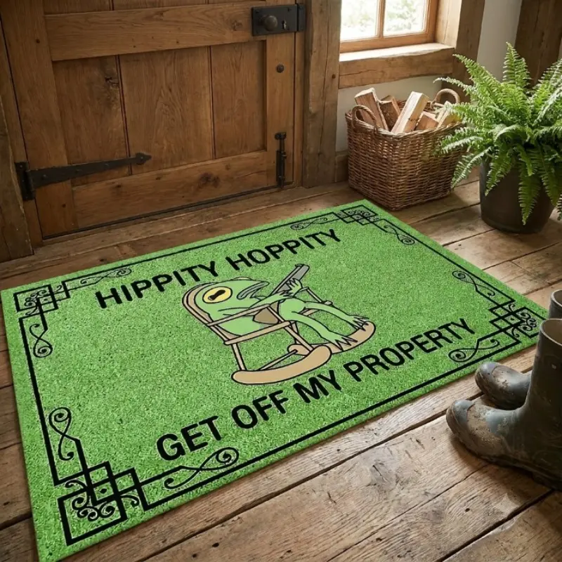 GET OFF MY PROPERTY Funny Door Mat – Machine Washable, Stain Resistant, Lightweight, Non-Slip Rug, Perfect for Indoor Entryway, Porch, or Covered Outdoor Use