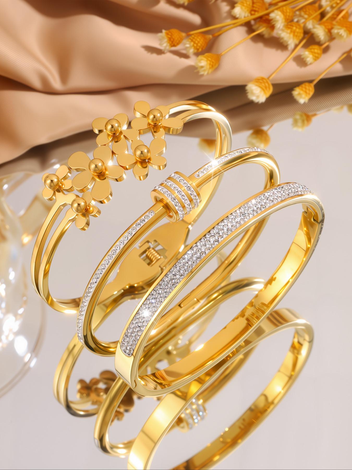 Elegant Luxury Bracelet Set, Stainless Steel Jewelry for Women & Men, Trendy All-match & Exquisite Jewelry for Birthday Gift