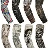 8 Pcs Men's Cooling Arm Sleeves Long Fingerless Arm Cover Anti Slip UV Protection Sun Temporary Tattoo Sleeves Cooling Sports Sleeve