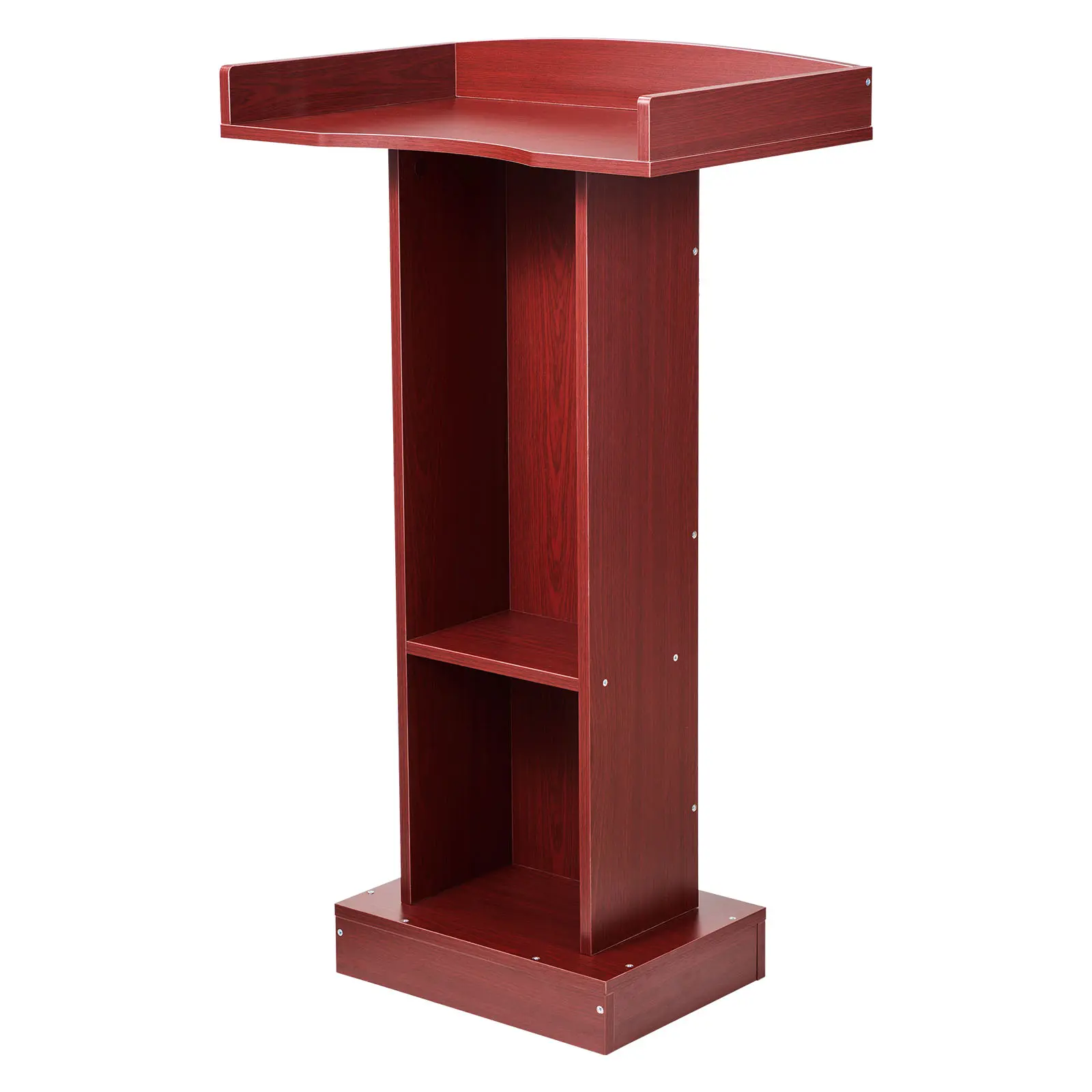 Podium Stand, 41-Inch Wooden Lectern, Laptop Desk with Wide Reading Surface and Storage Shelf, Edge Stopper, Elegant Design, Floor-Standing, for Classroom, Conference, Church, and Presentation