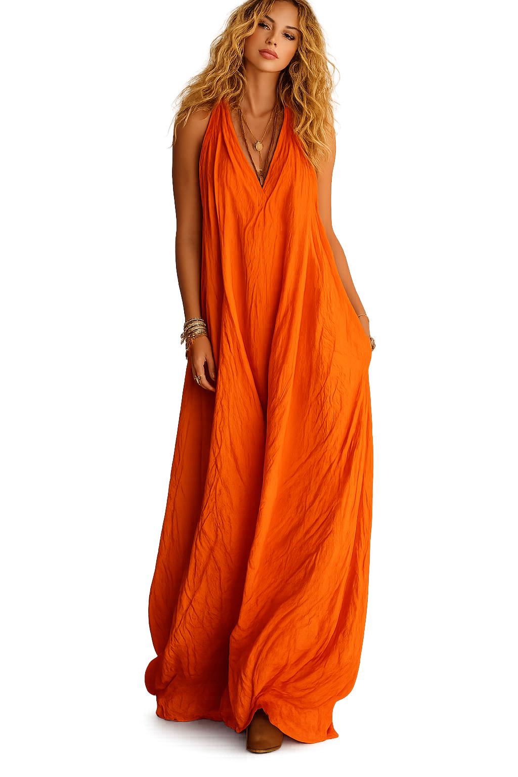 2026 New Women's Fashion Casual Sleeveless Loose Pocket Women's Long Dress