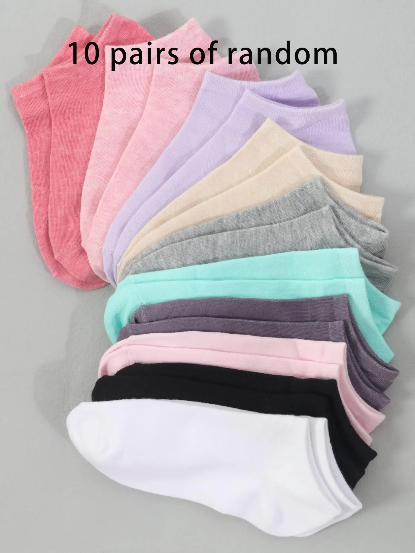 10 Pairs Multicolor Women's Short Socks, Summer Thin Low Top Ankle Socks, Casual Plain Surface Unlined Fitted Socks for All Seasons