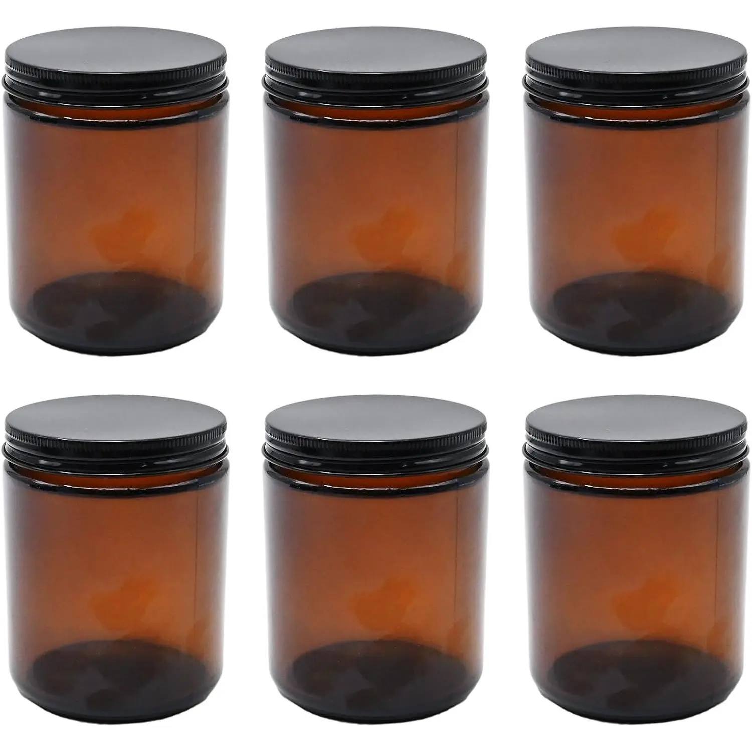EATAKWARD 6 Pack 8oz Amber Candle Jars with Lids, Thick Wall Empty Glass Containers for Candle Making, Soy Wax, Spice Storage, DIY Crafts