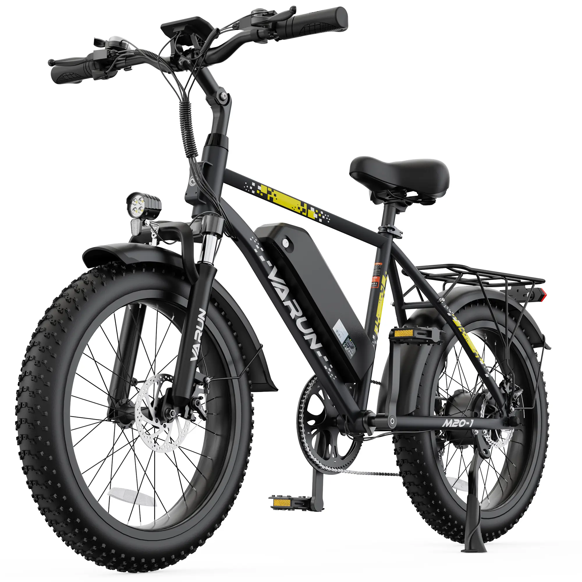 VARUN Adult Unisex Electric Bike, 20-Inch Frame, 20×4.0 Wide All-Terrain Tires, 1000W Peak Power, 624Wh Removable Battery, Up to 60 mi Range, 3-5H Fast Charging, 28 MPH Top Speed, 7 Speeds, UL2849 Certified