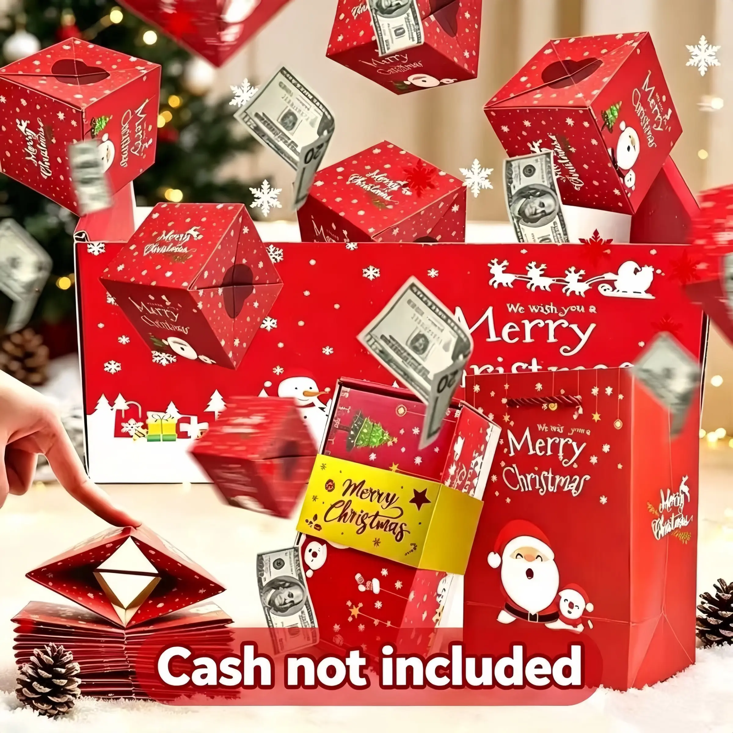 2027 Christmas Surprise Gift Box, Explosion Design, 10 Bounce Boxes, Unique Foldable Envelope, Luxury Christmas Gift Box