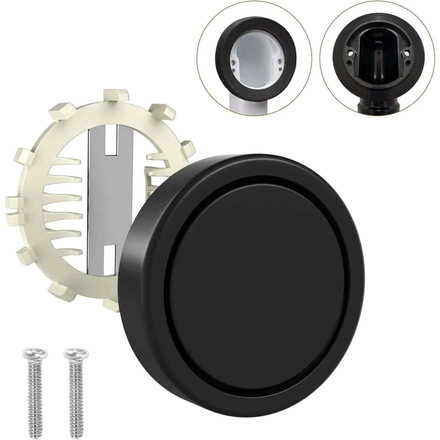 Tub Overflow Cover 2-Screws , Matte Black | 3.55 Inch Bathtub Overflow Plate, Hair Catcher, ABS Plastic Tub Drain Faceplate  Overflow Cap for Alcove Bathtub