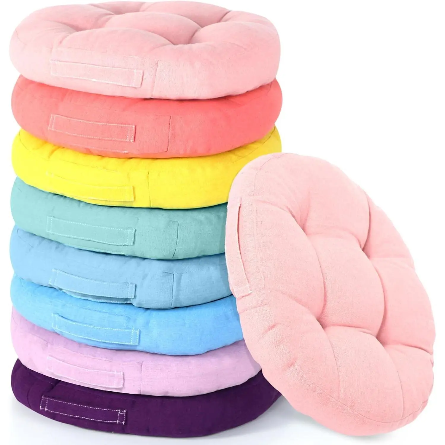 8 Pieces Floor Cushions for Kids Classroom Flexible Floor Seating Cushions Floor Pillows for Home School Kindergarten Daycare Nursery(Classic Color,Round)