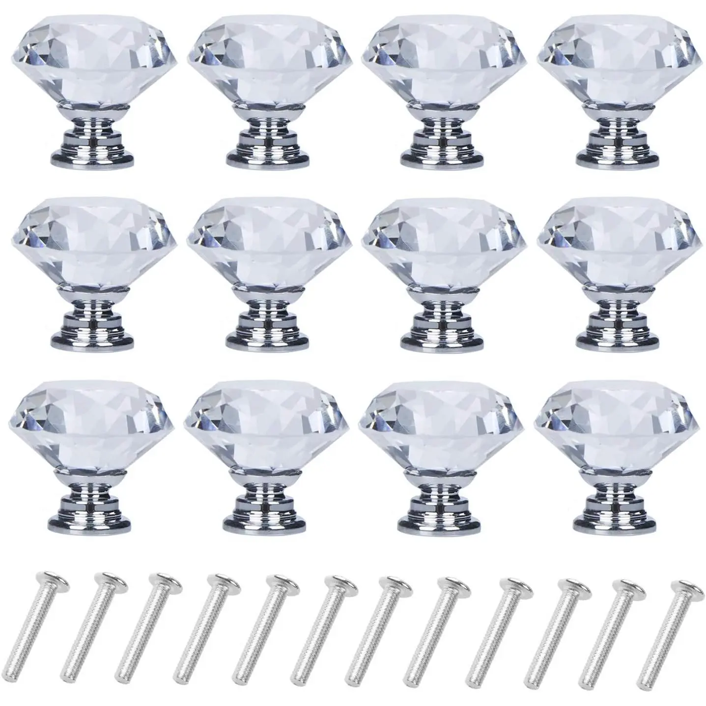 6 Pack Drawer Knobs  Shaped  Glass 30mm Cabinet Knobs Pull Handles (30 mm, 6 Pack, )