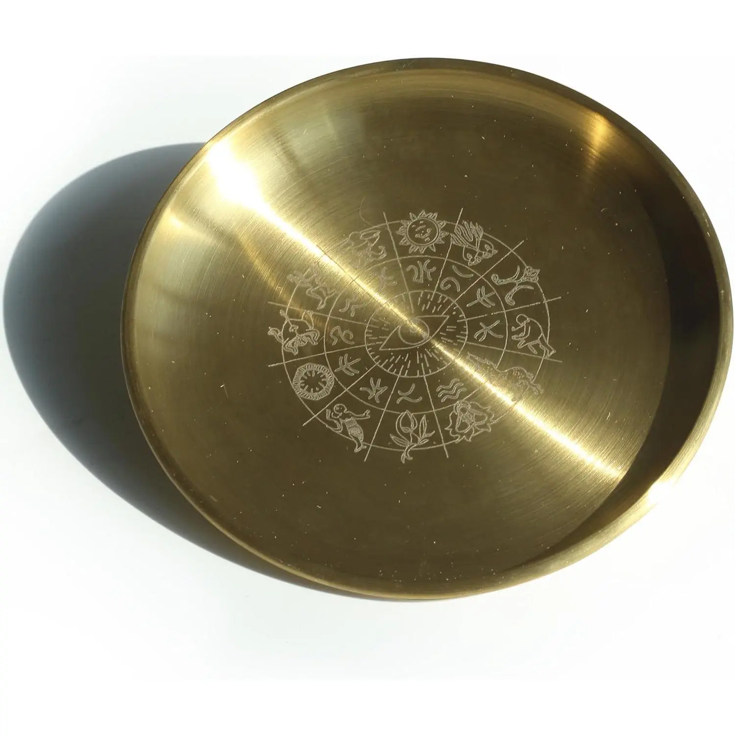 5.5 Inch Golden Decorative Bowl - Eye Wisdom Prayer Ritual Plate Great Altar Use, Incense Burner, Smudging Bowl, Offering Bowl, Jewelry Plate
