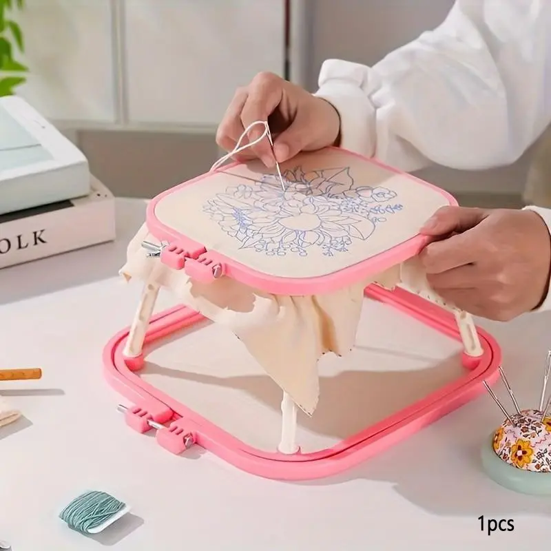 Multi-Layer ABS Desktop Embroidery Stand, Adjustable Height Clamp Style Square Cross Stitch Frame, Punch Needle Embroidery Hoop, DIY Sewing Craft Tool, Holiday & Christmas Gift for Embroidery Lovers