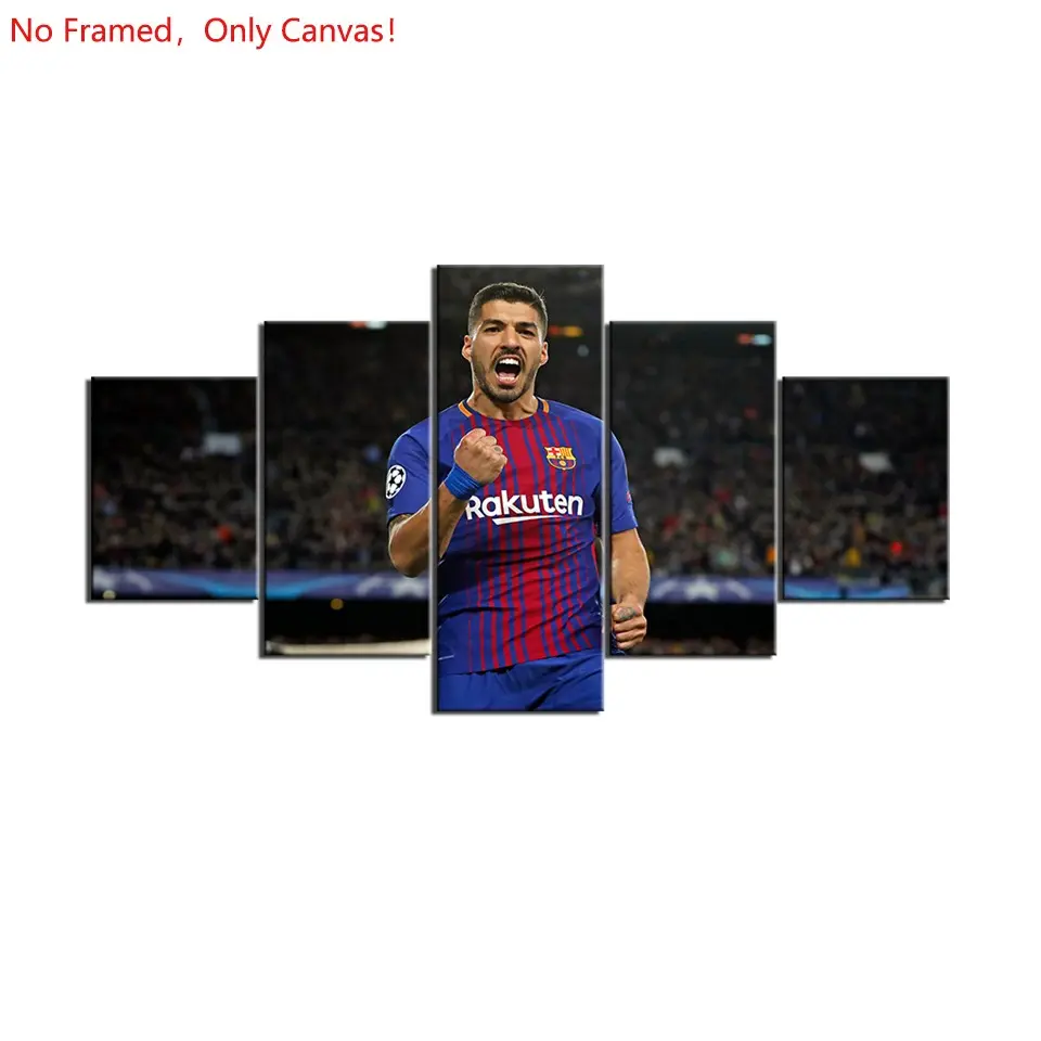 5 Piece/Set Frameless Canvas Painting Print Poster,Classic Pop Modern Sports Documentary Art,Striker Celebrates Soccer,Perfect Gift for Soccer Lovers,Ideal Gift for Bedroom,Study,Office,Living Room,Dorm Hallway,Kitchen,Mural,Wall Decoration
