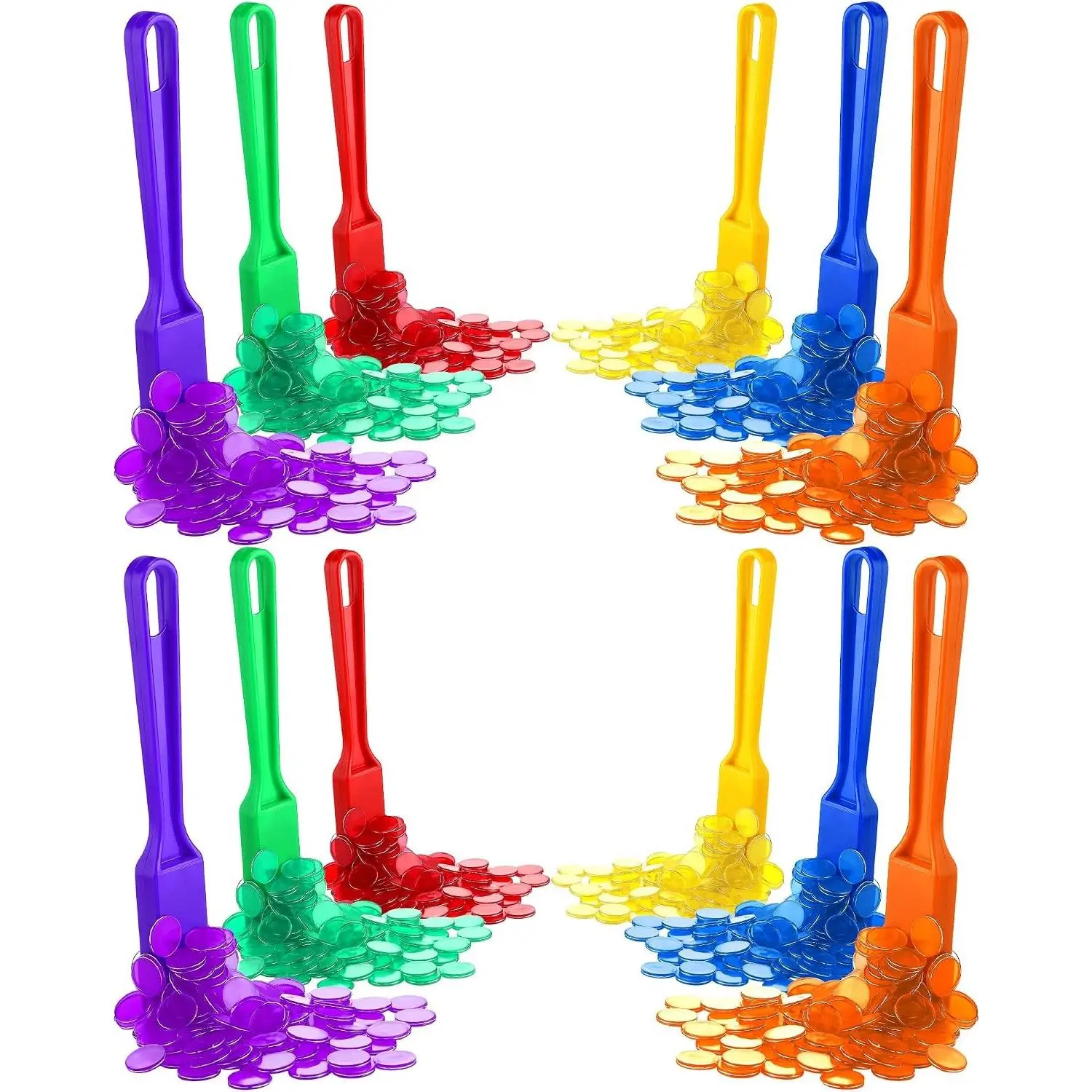 1212 Pcs Magnetic Bingo Wand with Chips 6 Colors Metal Chip Magnet Wand for Classroom Large Group Game Family Game Night Kid Sensory Bin Counting and Sorting Science Educational Activities
