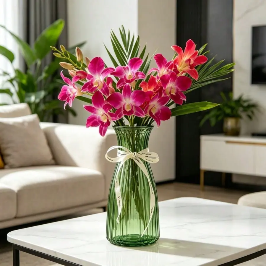 Glass Vase,Creative Colored Scandinavian, Flower Vases, Transparent Hydroponic Flower Container, Indoor Tabletop Decor Ornament for Living Room, Wedding & Home Decoration, Perfect Gift Option