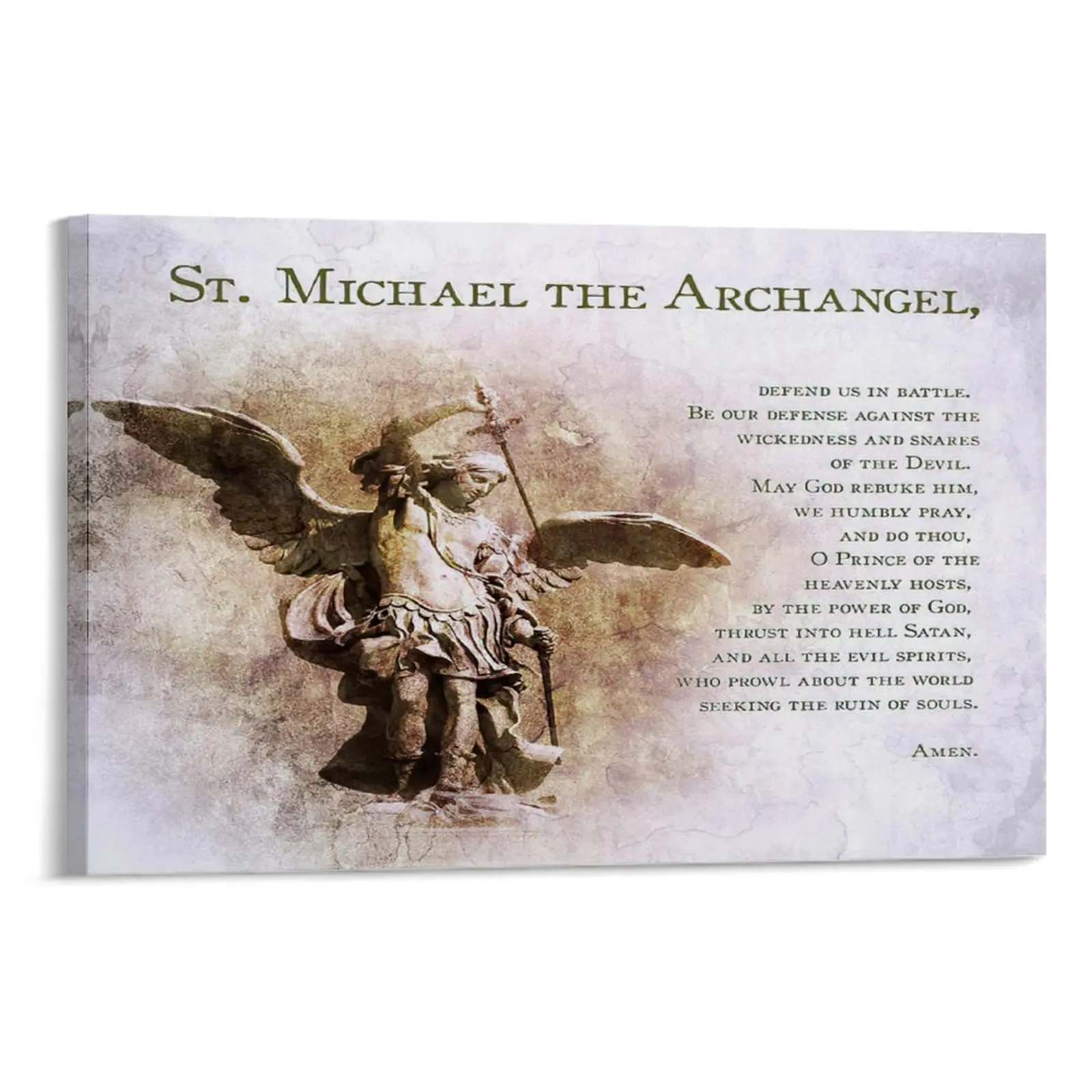Prayer to St Michael The Archangel Poster, Wall Art, Canvas Print, Home Decor for Bedroom Living Room Office
