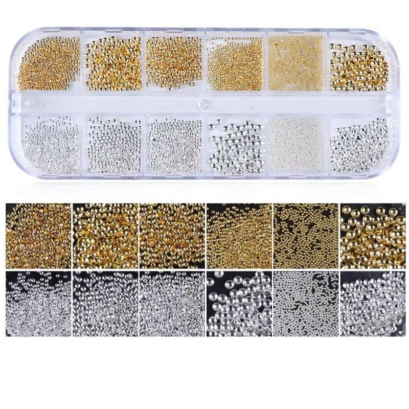 Flat Pearl Nail Art Accessories, 2 Boxes Mixed Size Small Steel Ball & Pearl, Beautiful Semi-circular Nail DIY Art Supplies, Nail Accessories for Women