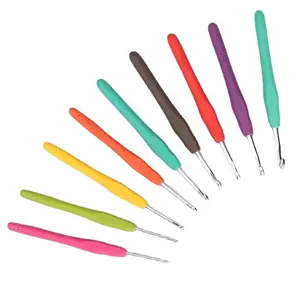 9 Pieces Random Color Crochet Hooks with Comfort Soft Grip, Durable Aluminum Crochet Tools, Portable Kit for Home Use, Travel and Handmade Crochet Projects