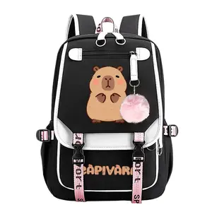 Cute Capybara Print Backpack for Boys & Girls, Teen Student School Bag, Large Capacity Backpack,  Water-Resistant Durable Design, Multi-Pocket Organizer, Perfect Birthday & Holiday Gift 11.4” × 18.1”