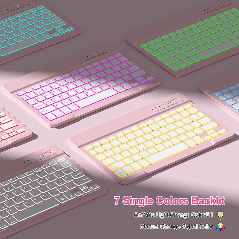 for iPad A16 11th 10th Generation Case with Keyboard - 7 Colors Backlight Detachable Folio Keyboard Case for iPad (A16) 11th Gen 2025 & 10th Gen 10.9 inch 2022,  Wake/Up, Light