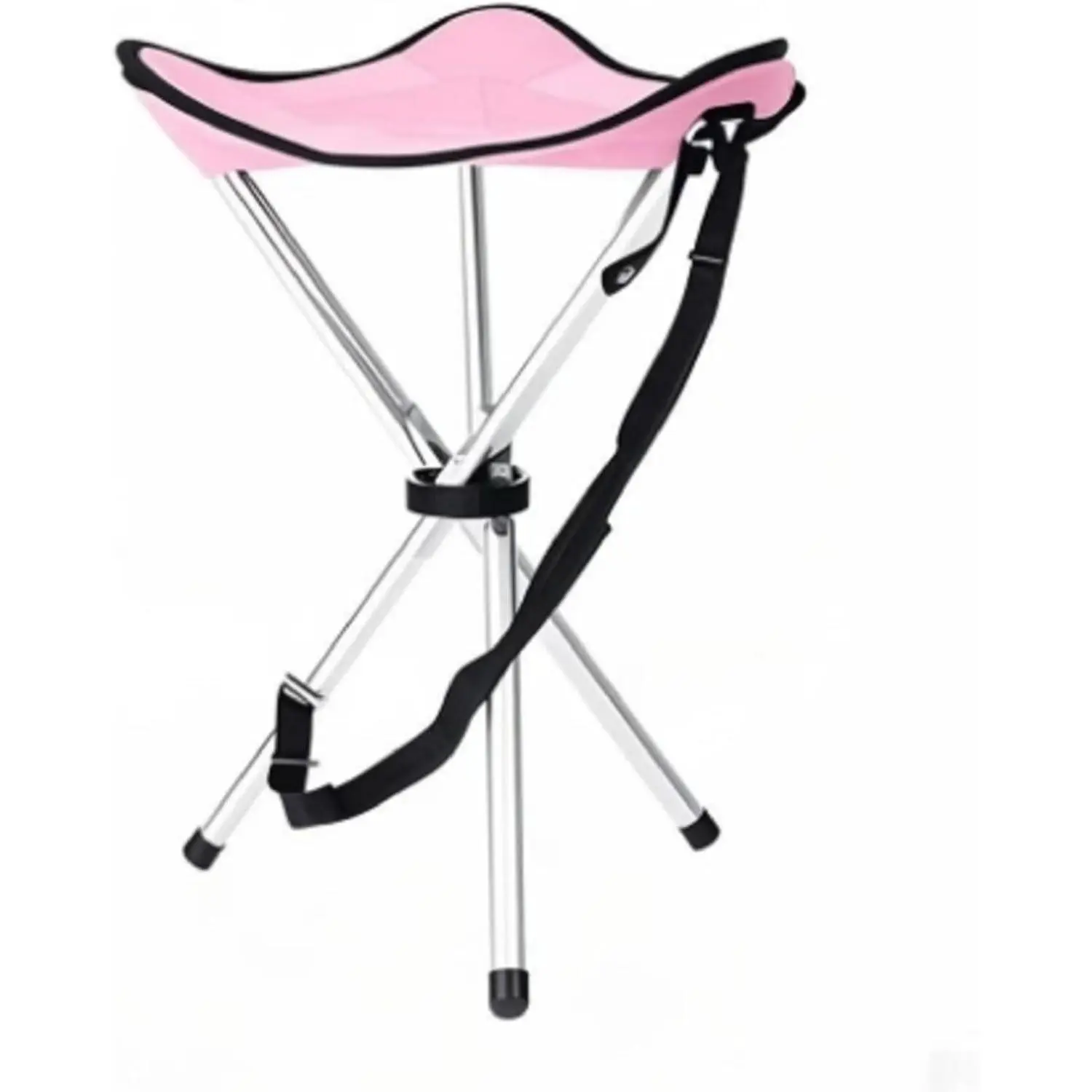Tripod Camping Stool in Pink, Lightweight Folding Seat with 600D Oxford Cloth & High-Strength Steel Pipe, Nonslip for Outdoor Events, 36x30x30 cm, Folds to 42x7x7cm, Hiking, 16.53X2.78x2.75 Inches, Bears Up To 264 Pounds