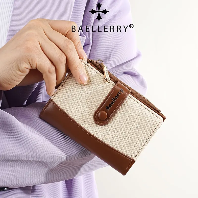 1pc Baellerry New Stylish Women's Short Wallet – Premium Korean-Style Coin Purse & Card Holder with Zipper; Perfect Birthday or Holiday Gift for Women